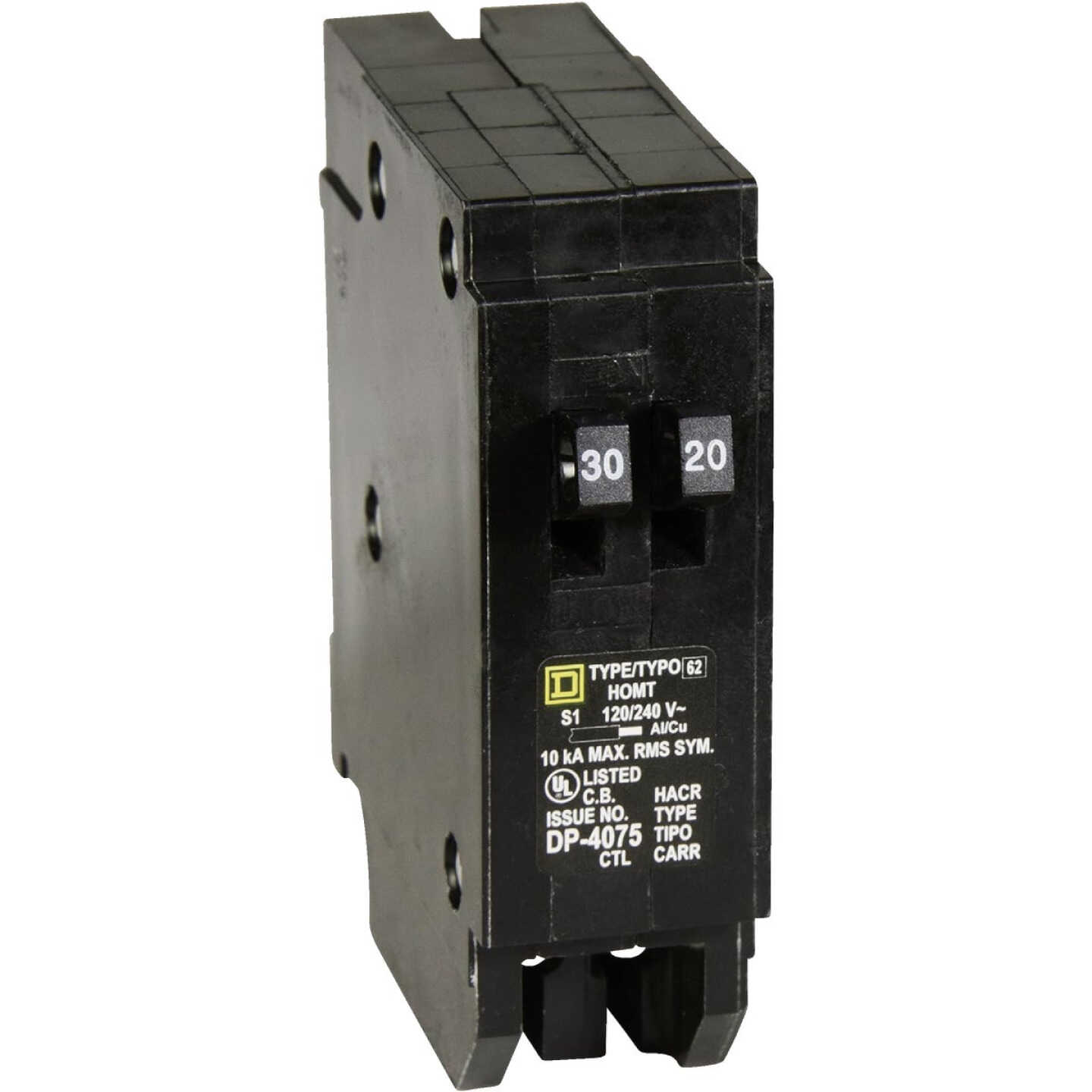 Square D Homeline 30A/20A Twin Single-Pole Standard Trip Tandem Circuit Breaker Image 1