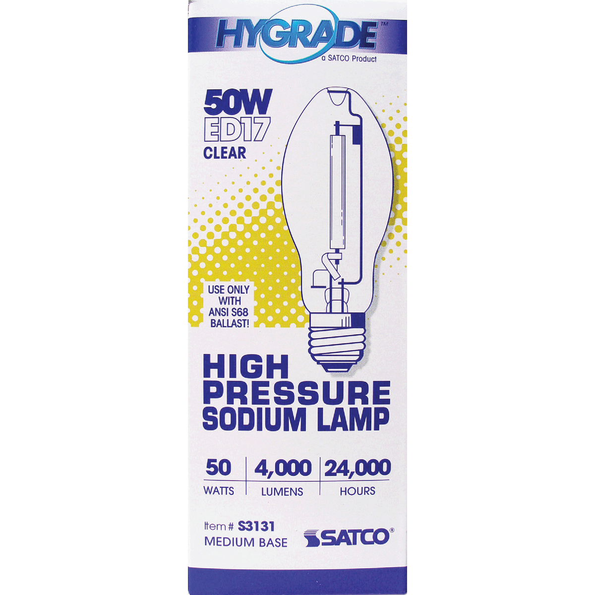 Satco 50W Clear ED17 Medium High-Pressure Sodium High-Intensity Light Bulb Image 2