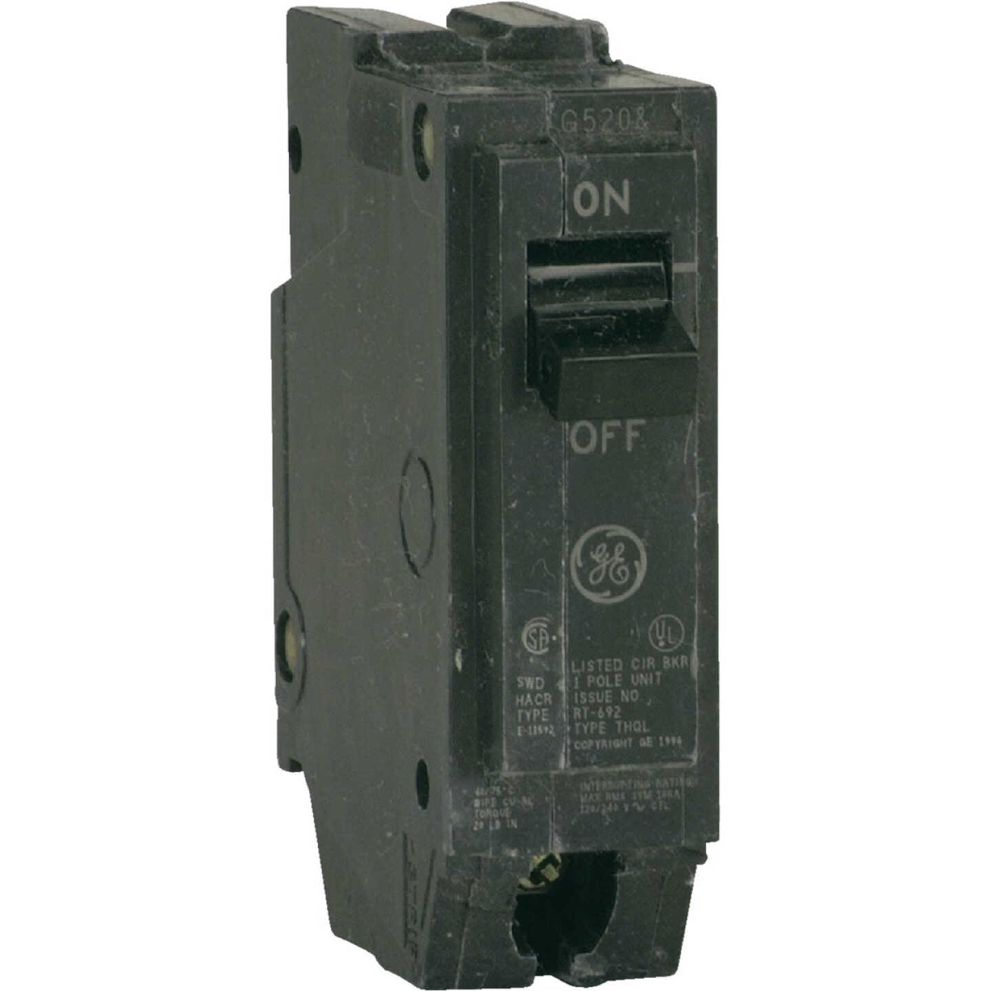 GE THQL 15A Single-Pole Standard Trip Circuit Breaker Image 1