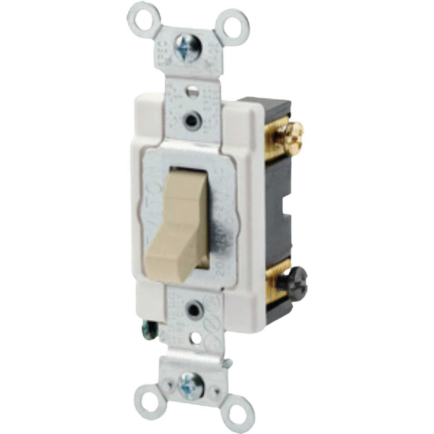 Leviton Toggle Ivory 20A Grounded Quiet Double Pole Switch Image 1