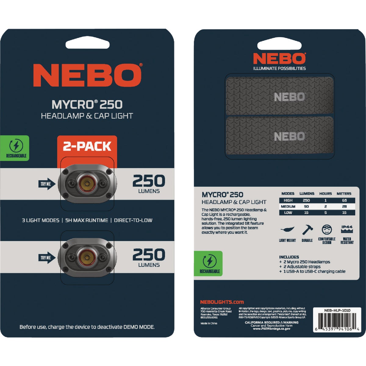 Nebo Mycro 250 Lm. LED Rechargeable Headlamp (2-Pack) Image 4