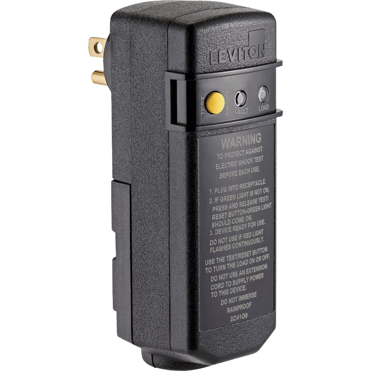 Leviton 15A 120V AC Self-Test Right Angle Plug-In GFCI with Automatic Reset