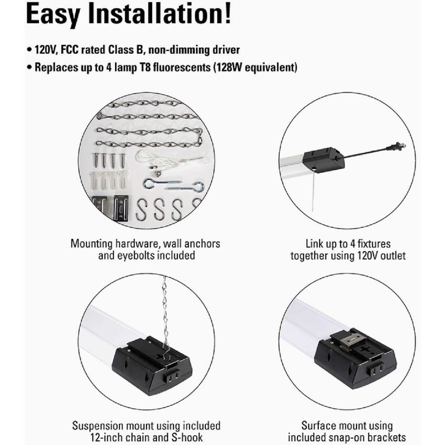 Metalux 46 In. 128W Equivalent 10,000 Lm. LED Shop Light Image 4