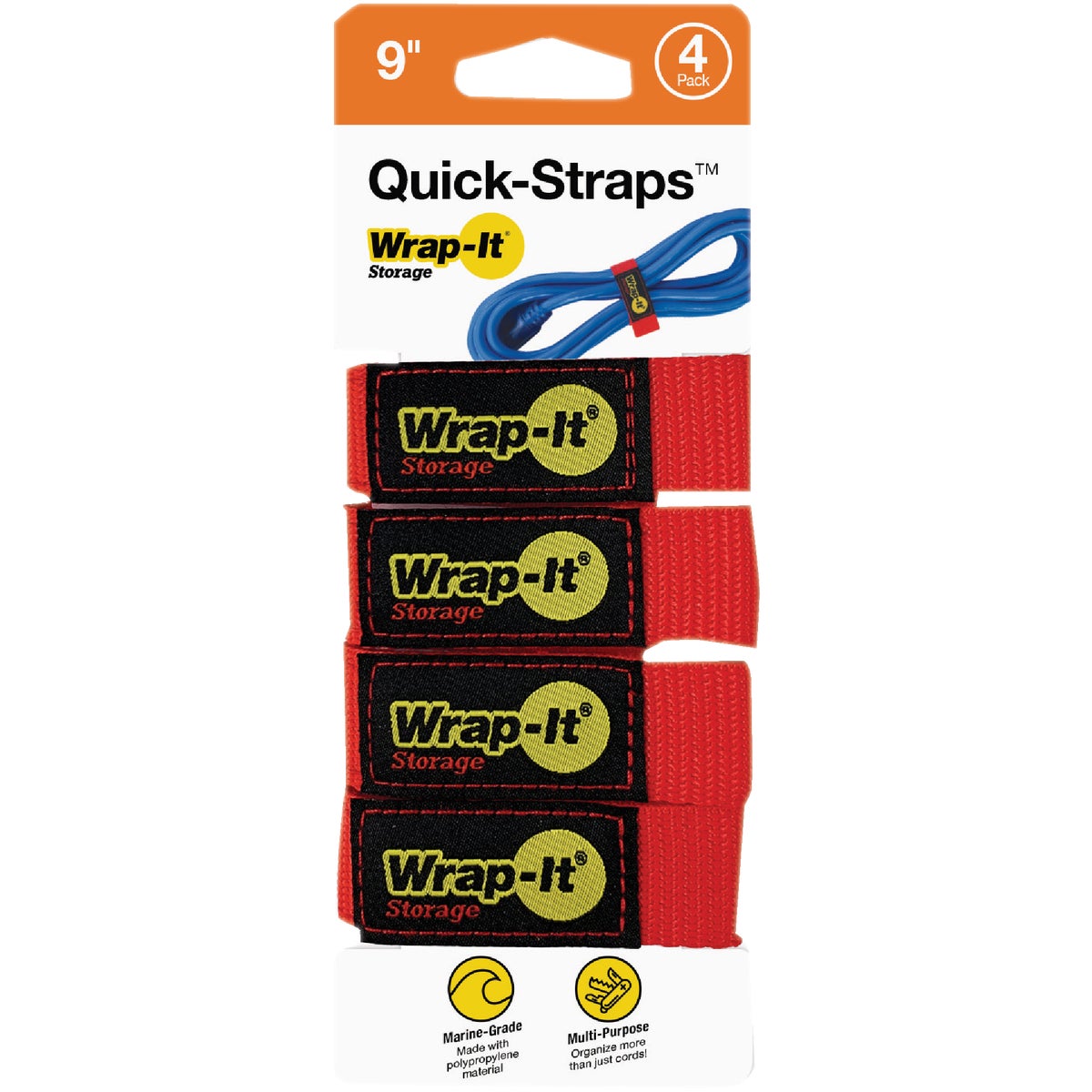 Wrap-It Storage Quick-Straps 9 In. Red Weatherproof Hook & Loop Strap (4-Pack) Image 7