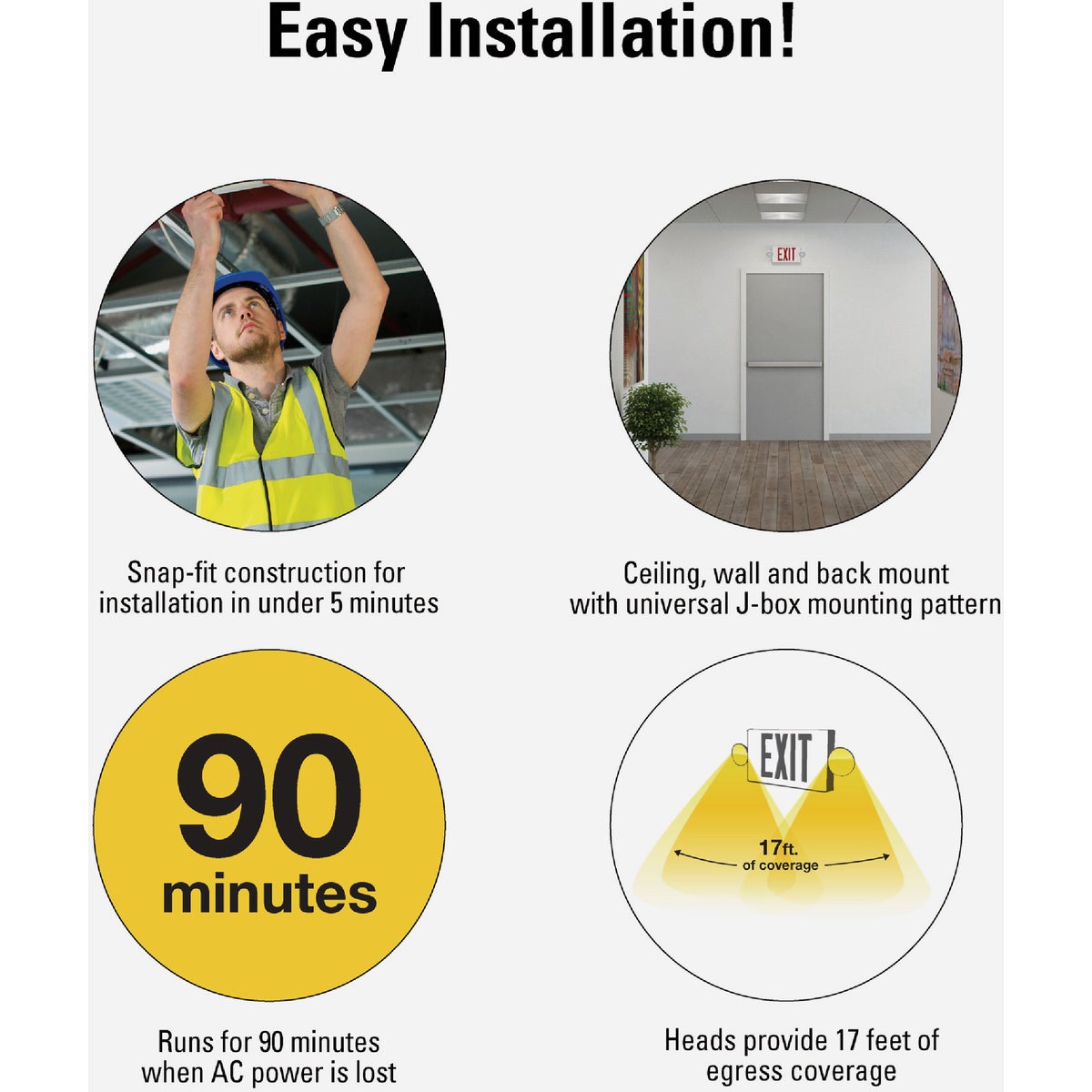 Sure-Lites Red/Green Selectable Lettering Polycarbonate LED Emergency Light & Exit Sign Image 3