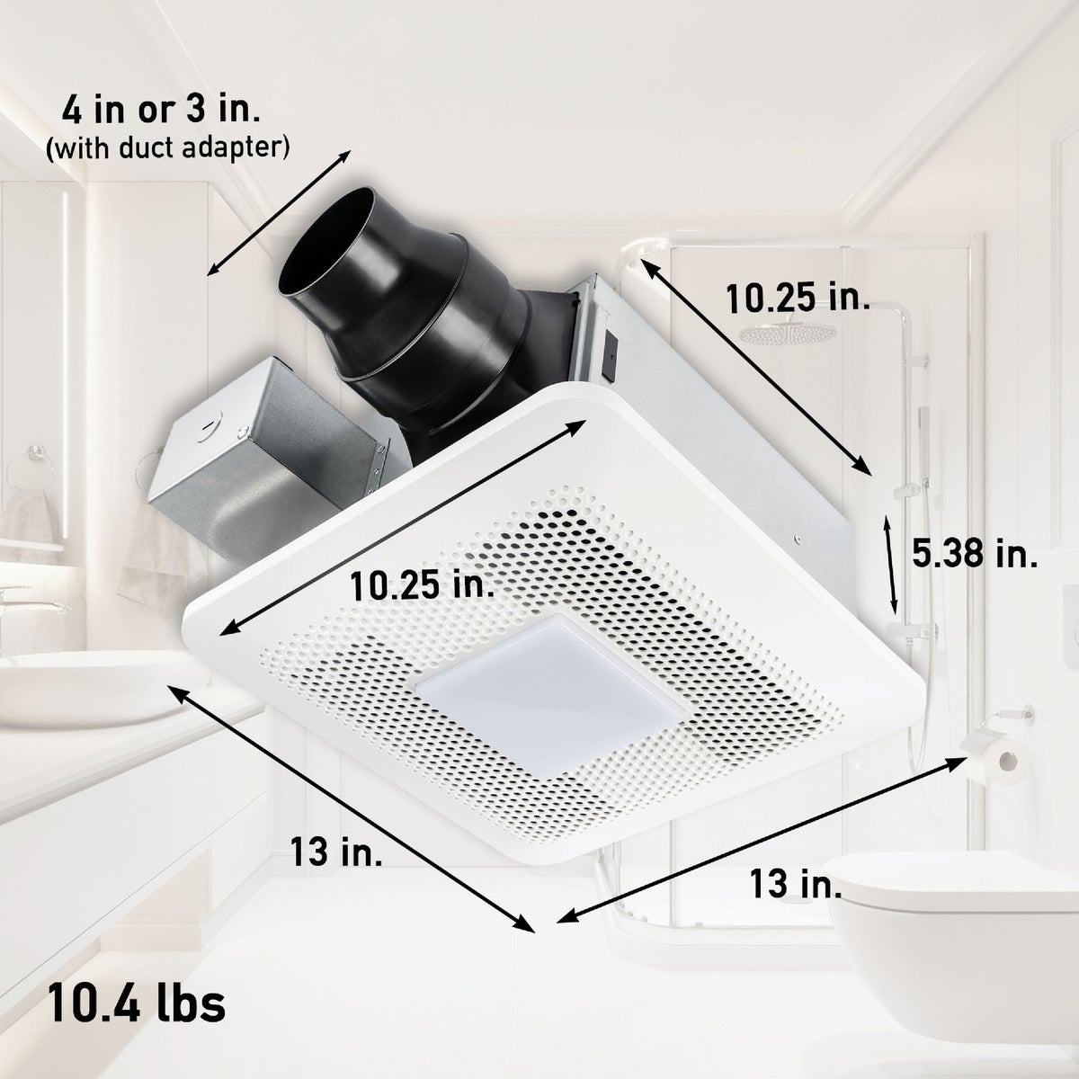 Panasonic Whisper Remodel 80/110 CFM 0.3/0.8 Sones 120V Auto Bath Exhaust Fan with LED Light Image 2