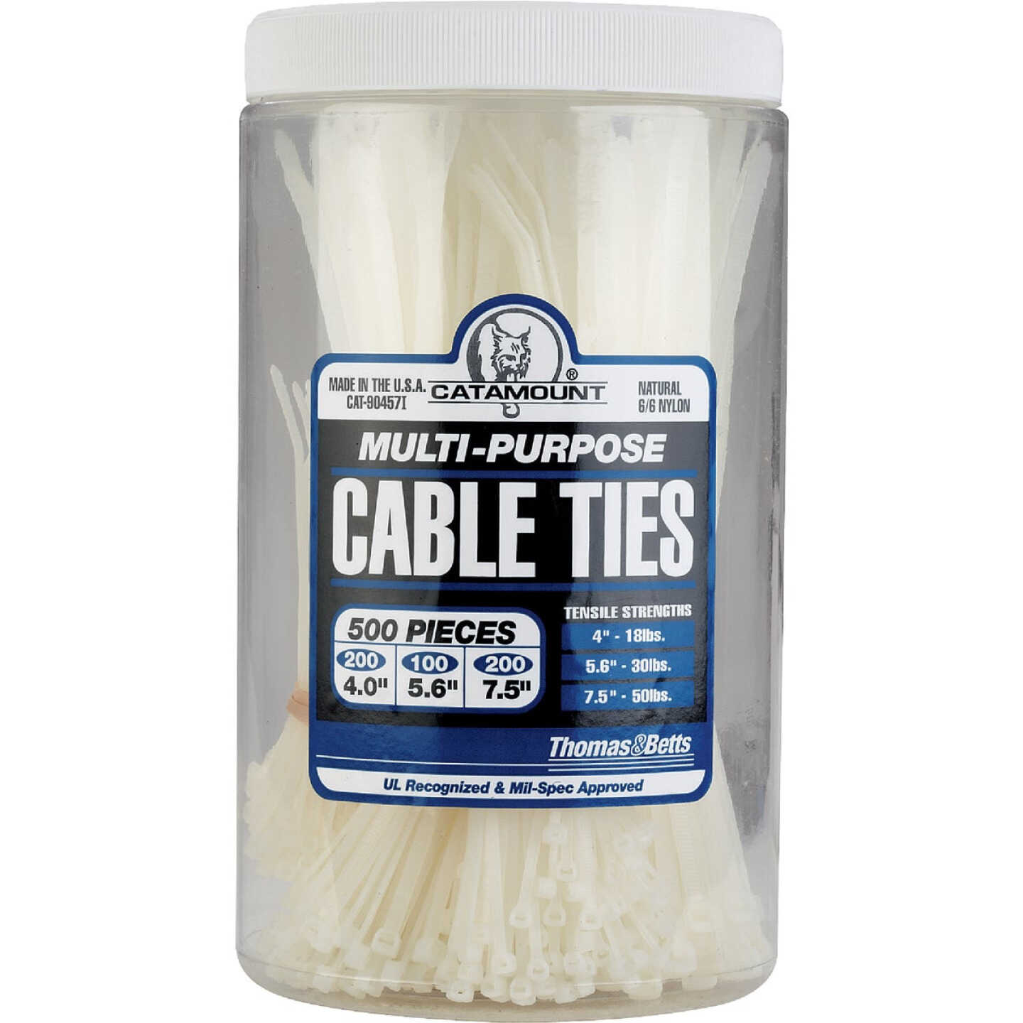 Gardner Bender Self-Locking Nylon Natural Cable Tie Assortment (500-Piece) Image 3