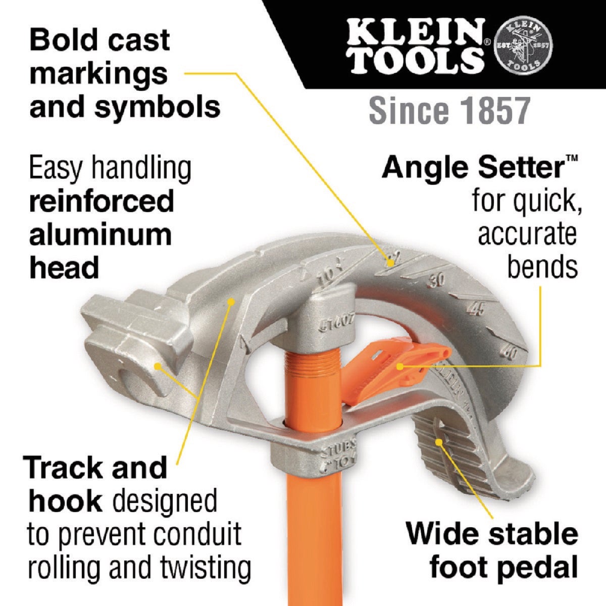 Klein Tools 3/4 In. EMT Aluminum Conduit Bender with Angle Setter Image 6