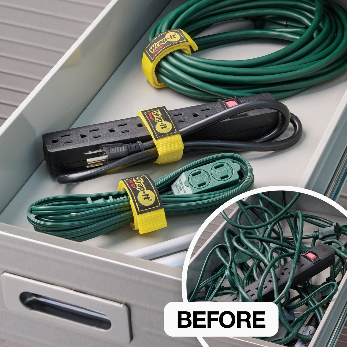 Wrap-It Storage Quick-Straps 12 In. Yellow Weatherproof Hook & Loop Strap (4-Pack) Image 2