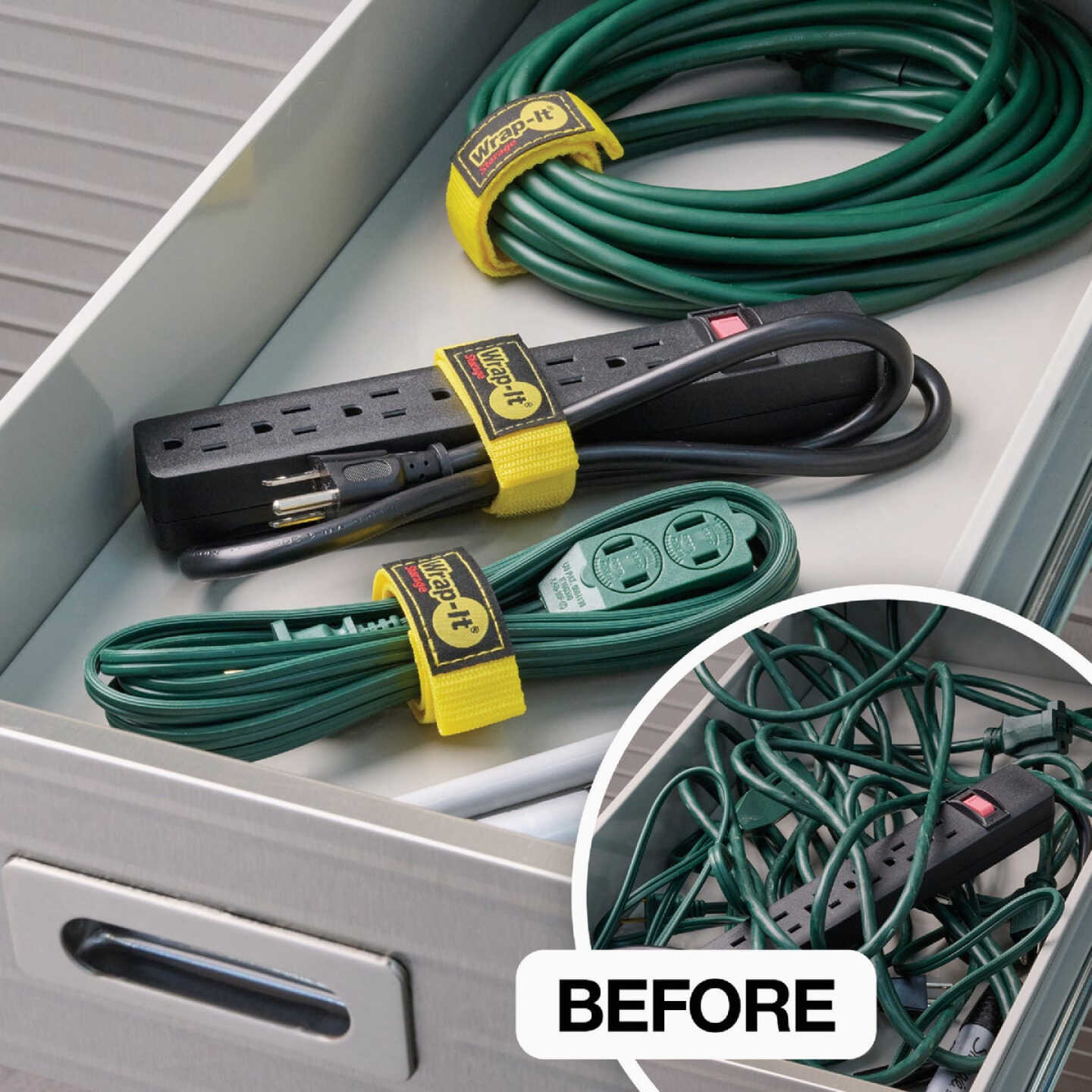 Wrap-It Storage Quick-Straps 12 In. Yellow Weatherproof Hook & Loop Strap (4-Pack) Image 2