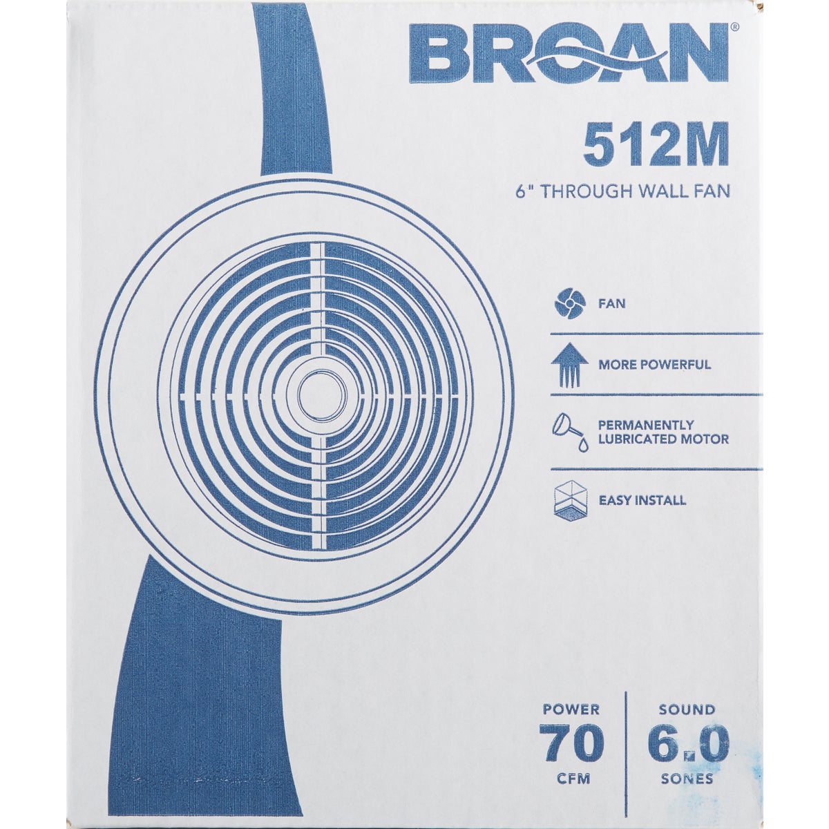 Broan-NuTone 70 CFM 65 Sq. Ft. Coverage Area 6.0 Sones Wall Ventilator Image 3