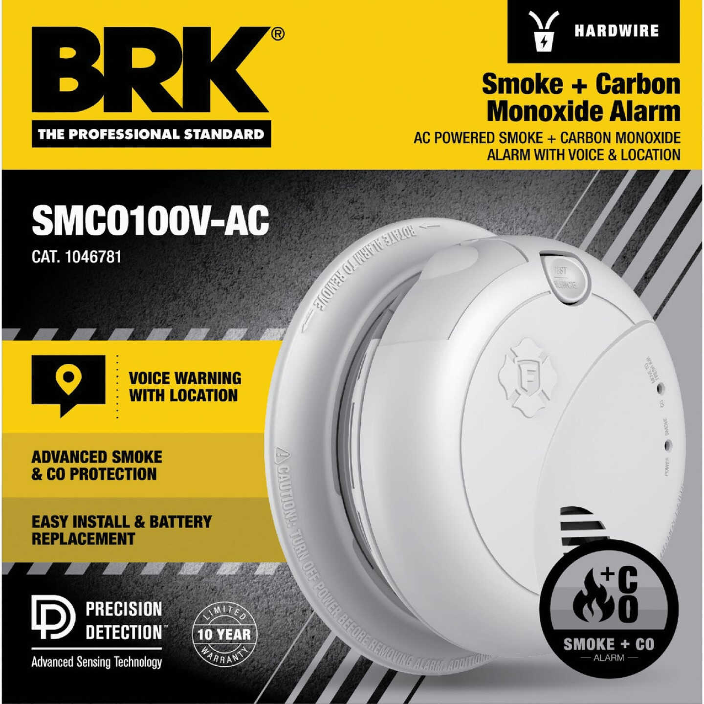 BRK SMCO100V-AC 2-In-1 Interconnect Hardwire Photoelectric Smoke & Carbon Monoxide Alarm with Battery Backup Voice Image 1
