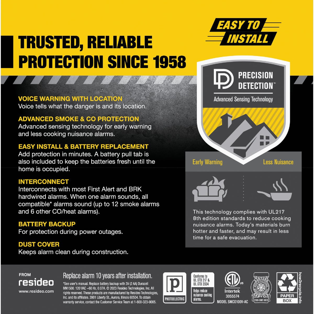 BRK SMCO100V-AC 2-In-1 Interconnect Hardwire Photoelectric Smoke & Carbon Monoxide Alarm with Battery Backup Voice Image 2