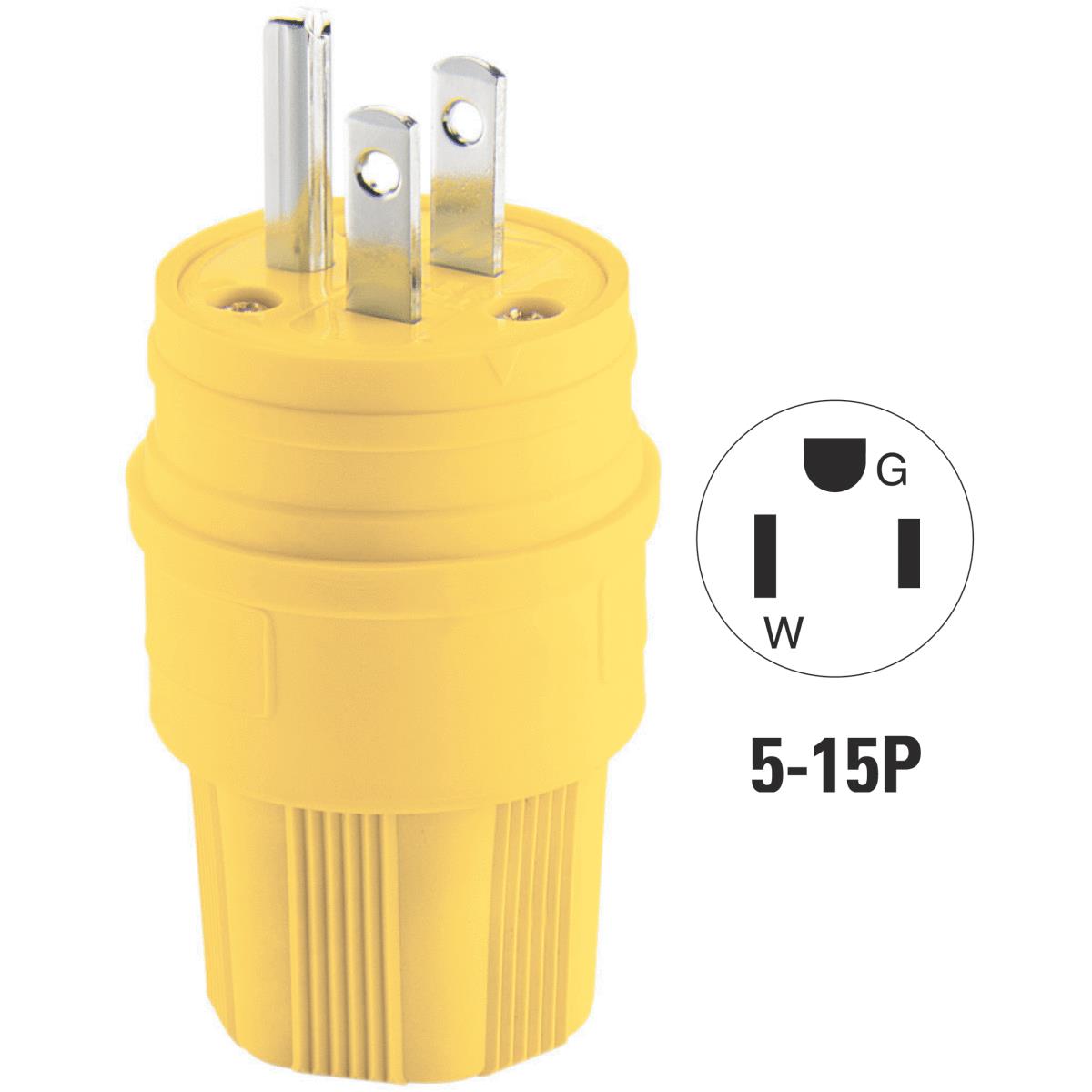 Cooper 15A 125V 3-Wire 2-Pole Watertight Cord Plug
