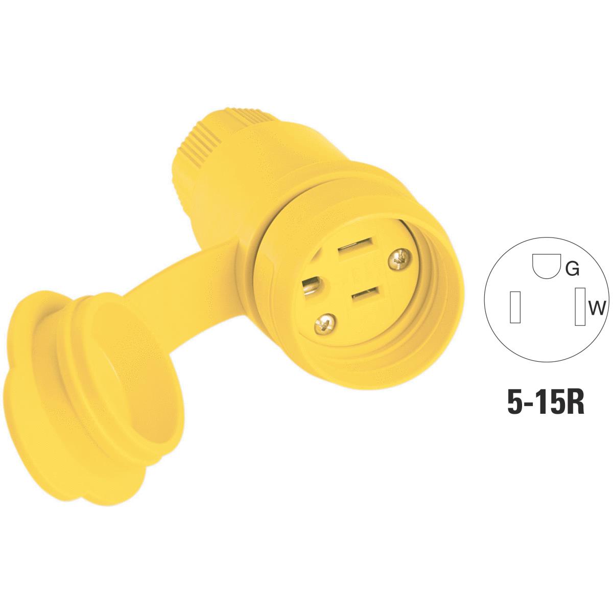 Cooper 15A 125V 3-Wire 2-Pole Watertight Cord Connector