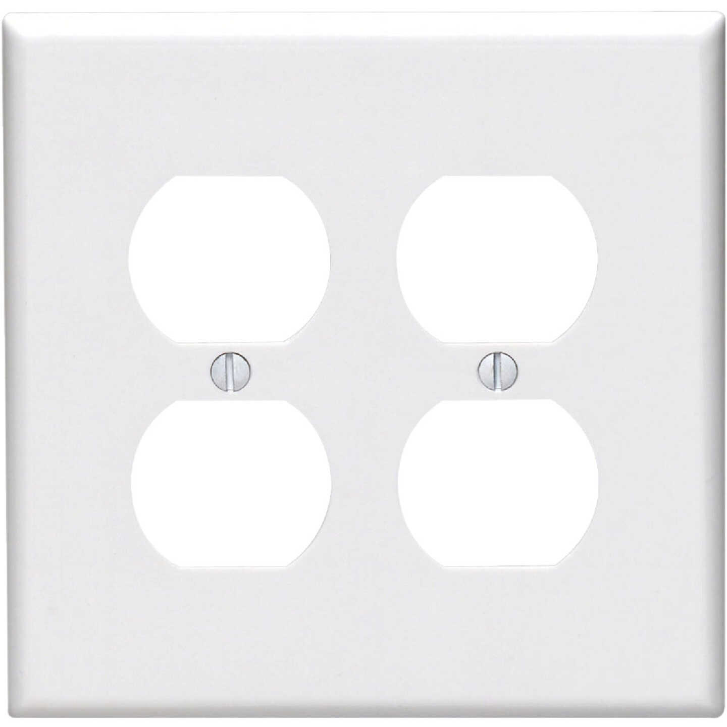 Leviton Mid-Way 2-Gang Thermoplastic Nylon Outlet Wall Plate, White Image 1