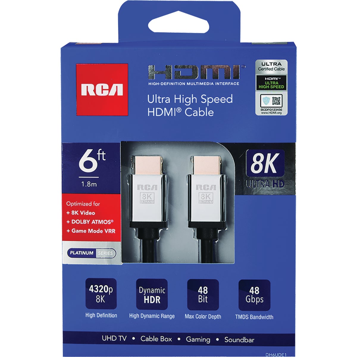 RCA 6 Ft. Black 8K Ultra High Speed HDMI Cable