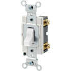 Leviton Commercial Grade 20A Toggle Single Pole AC Quiet Switch, White Image 1