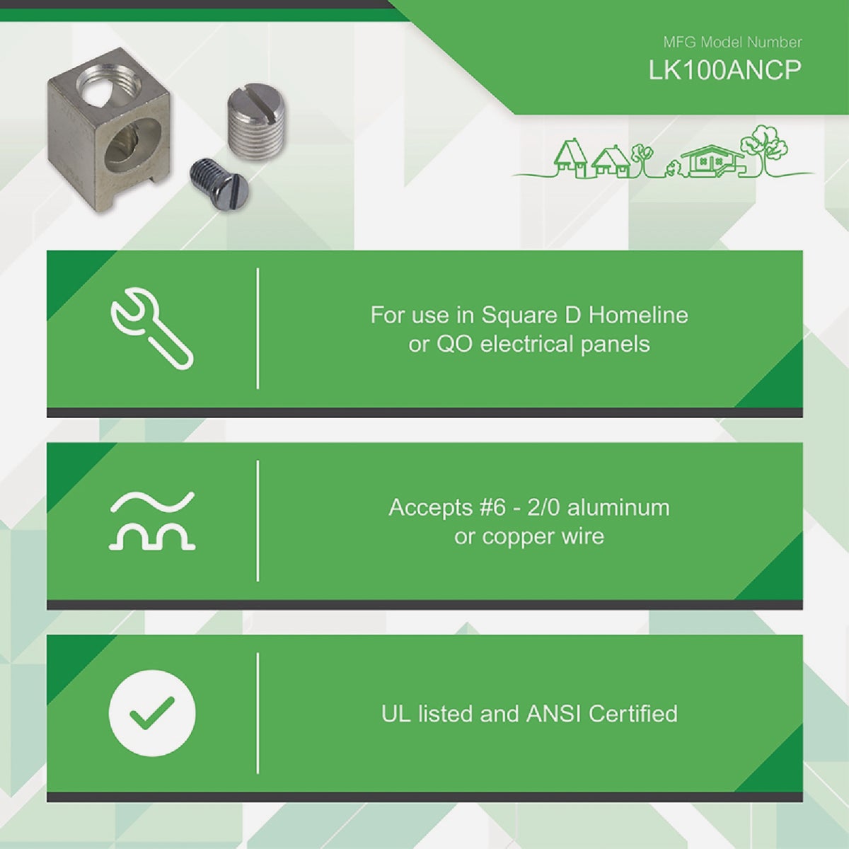 Square D QO/Homeline 100A Aluminum Neutral Lug Kit Image 2