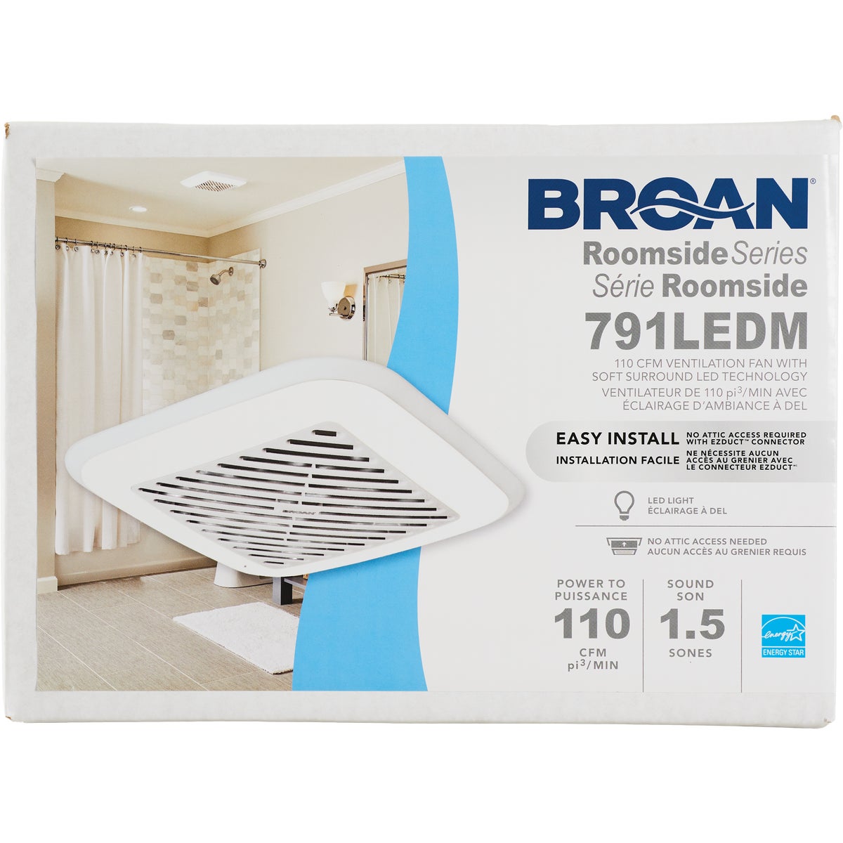 Broan-NuTone Flex Series 110 CFM 1.5 Sones 120V Ventilation Fan with Soft Surround LED Image 3