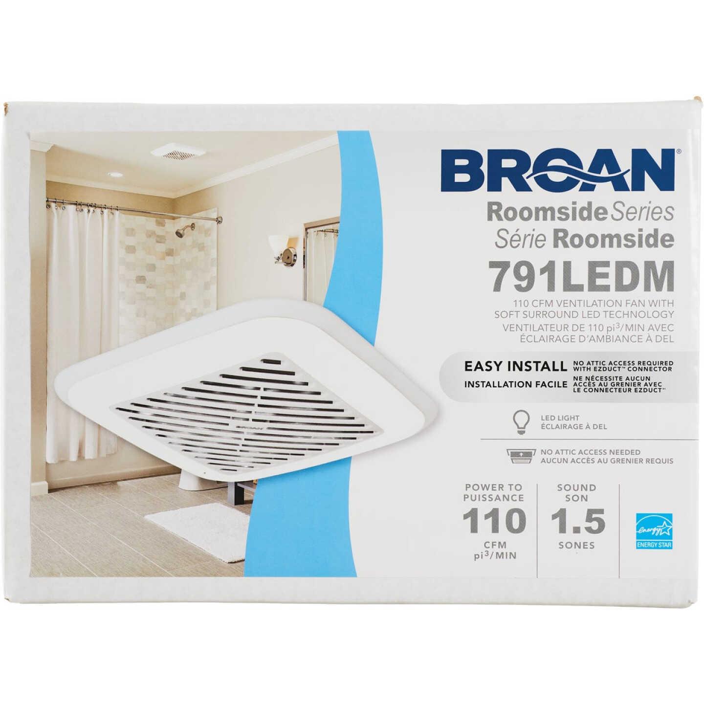 Broan-NuTone Flex Series 110 CFM 1.5 Sones 120V Ventilation Fan with Soft Surround LED Image 3