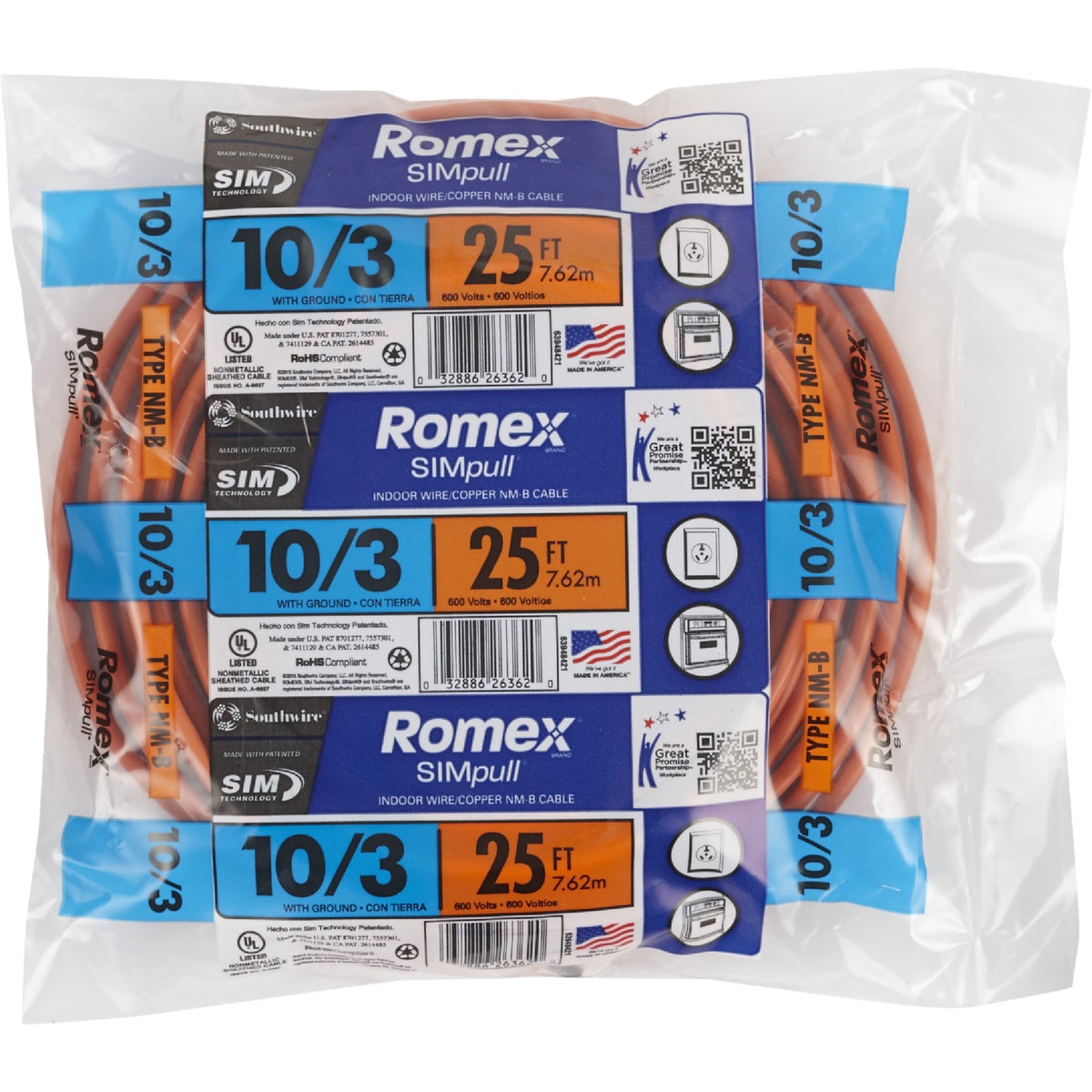 Romex 25 Ft. 10/3 Solid Pink NMW/G Electrical Wire Image 2