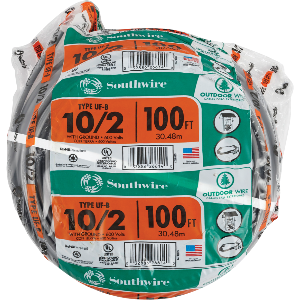 Southwire 100 Ft. 10 AWG 2-Conductor UFW/G Electrical Wire Image 2
