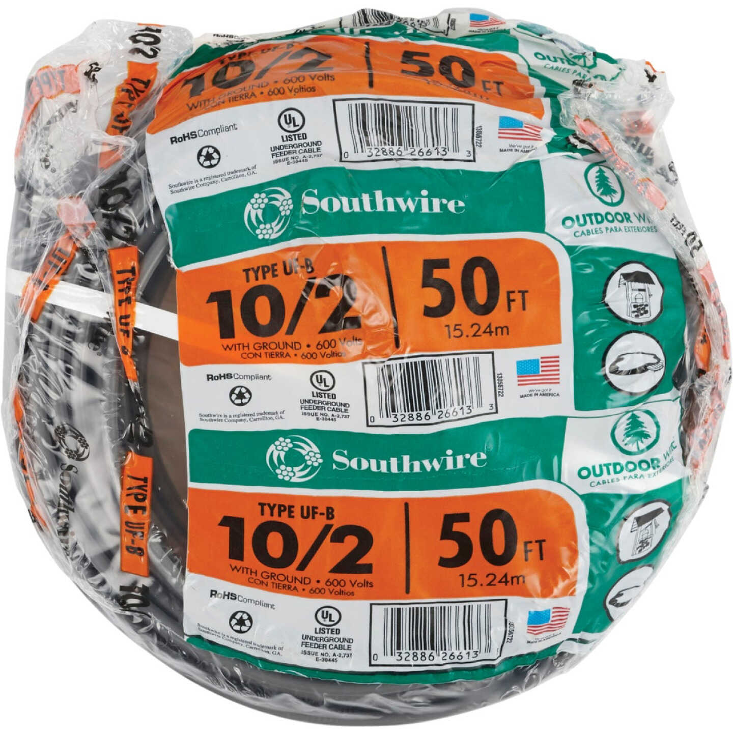 Southwire 50 Ft. 10 AWG 2-Conductor UFW/G Electrical Wire Image 2