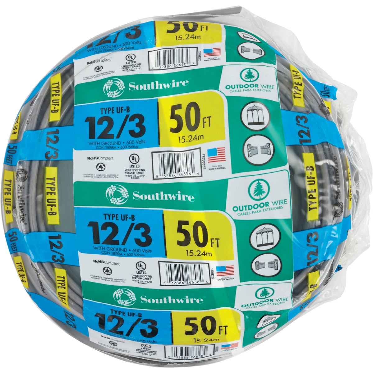 Southwire 50 Ft. 12 AWG 3-Conductor UFW/G Electrical Wire Image 2