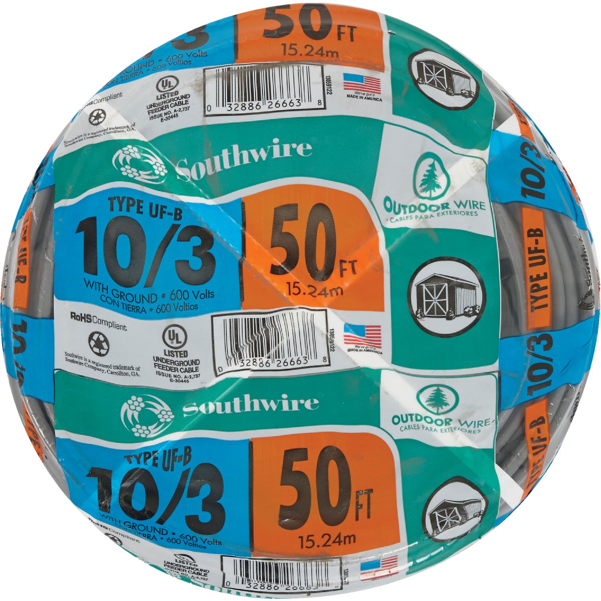 Southwire 50 Ft. 10 AWG 3-Conductor UFW/G Electrical Wire Image 2
