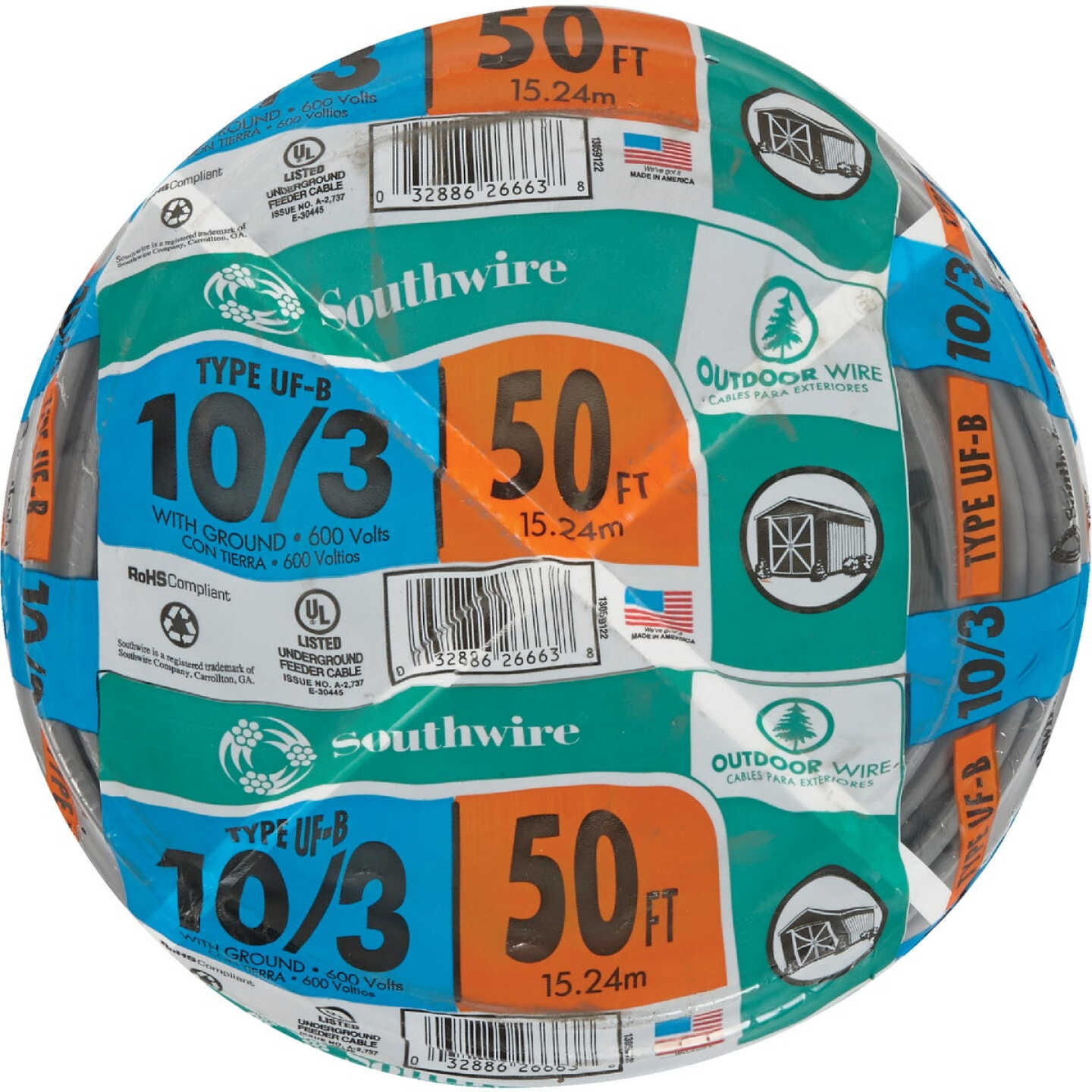 Southwire 50 Ft. 10 AWG 3-Conductor UFW/G Electrical Wire Image 2