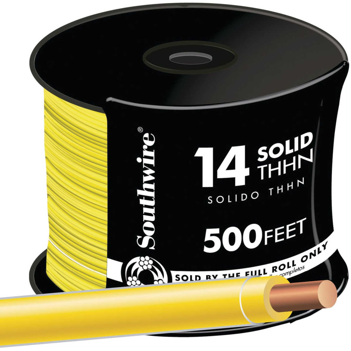 Southwire 500 Ft. 14 AWG Solid Yellow THHN Electrical Wire Image 1