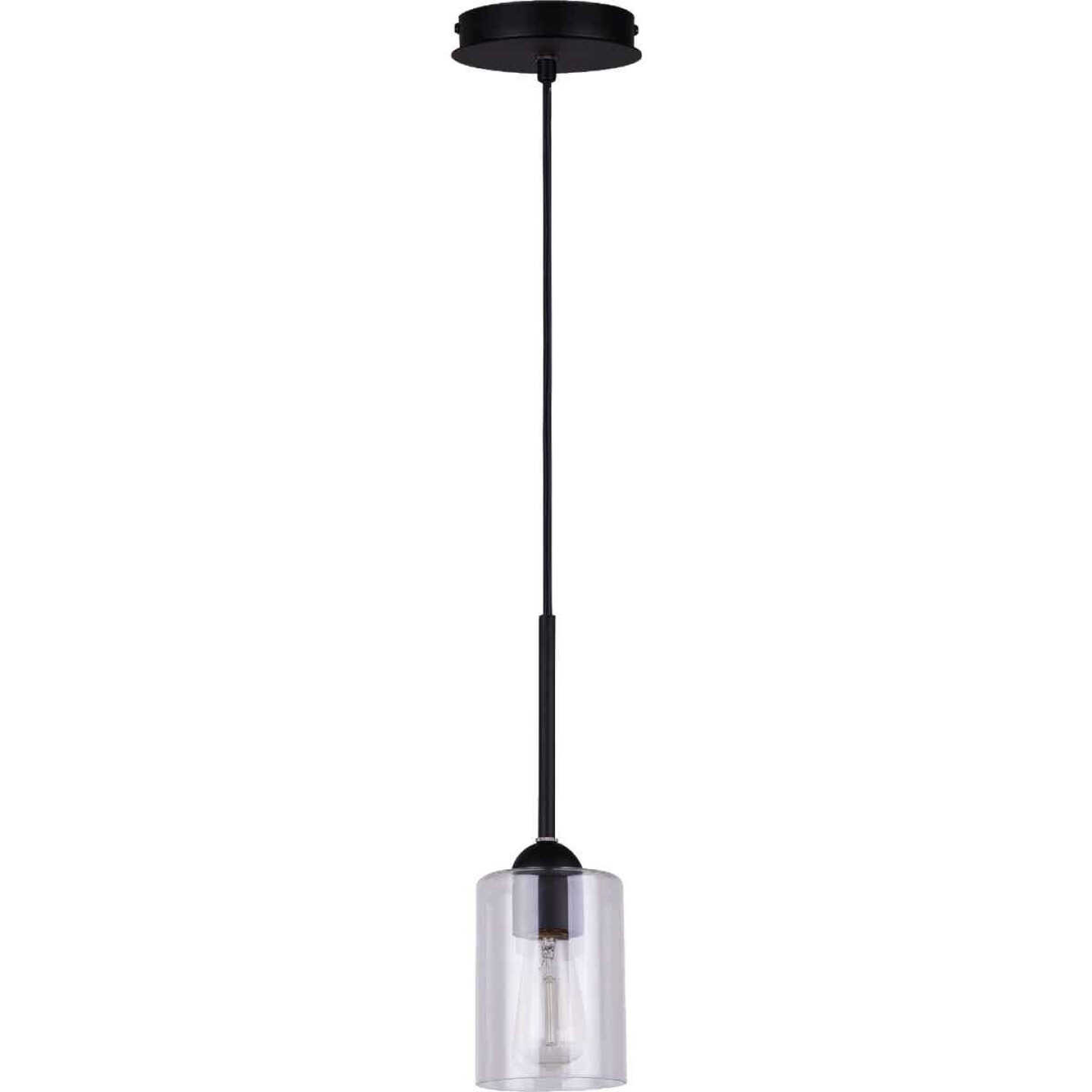 Home Impressions 1-Bulb Black Incandescent Cord Pendant Light Fixture, Clear Glass Image 1