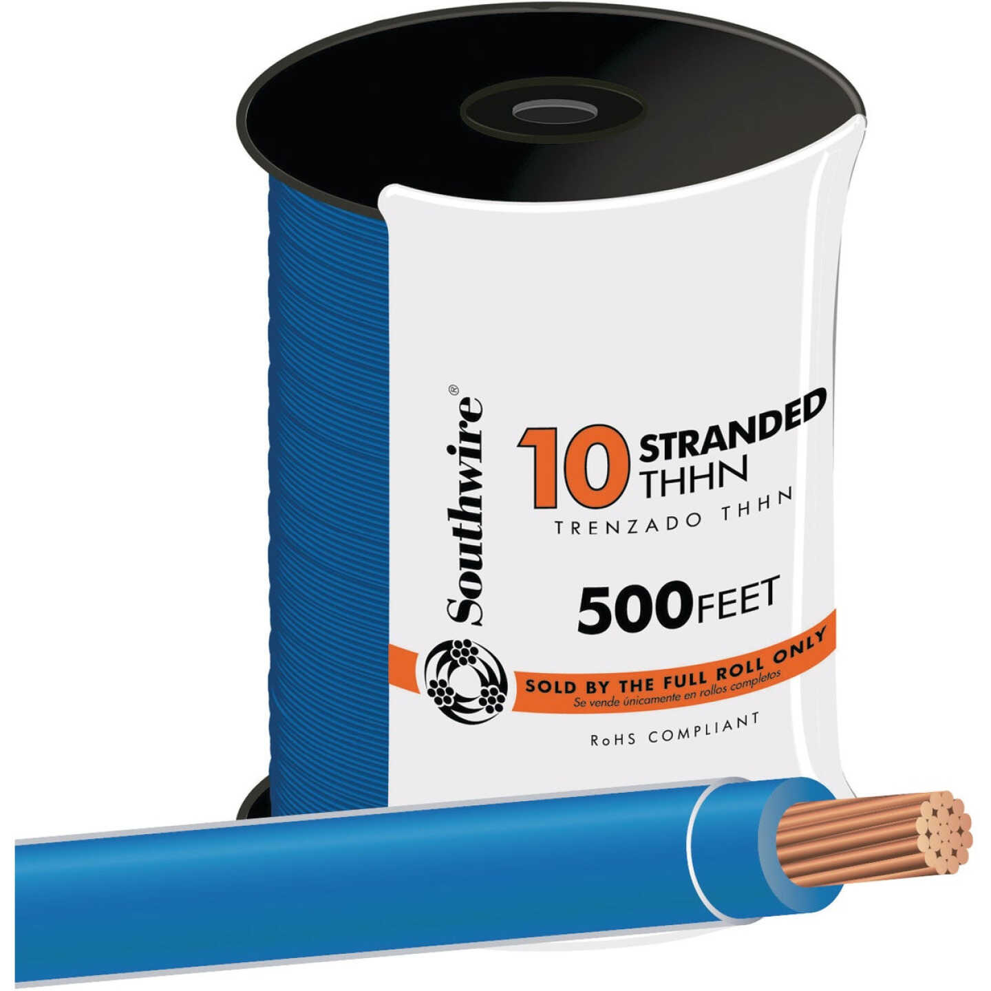 Southwire 500 Ft. 10 AWG Stranded Blue THHN Electrical Wire Image 1