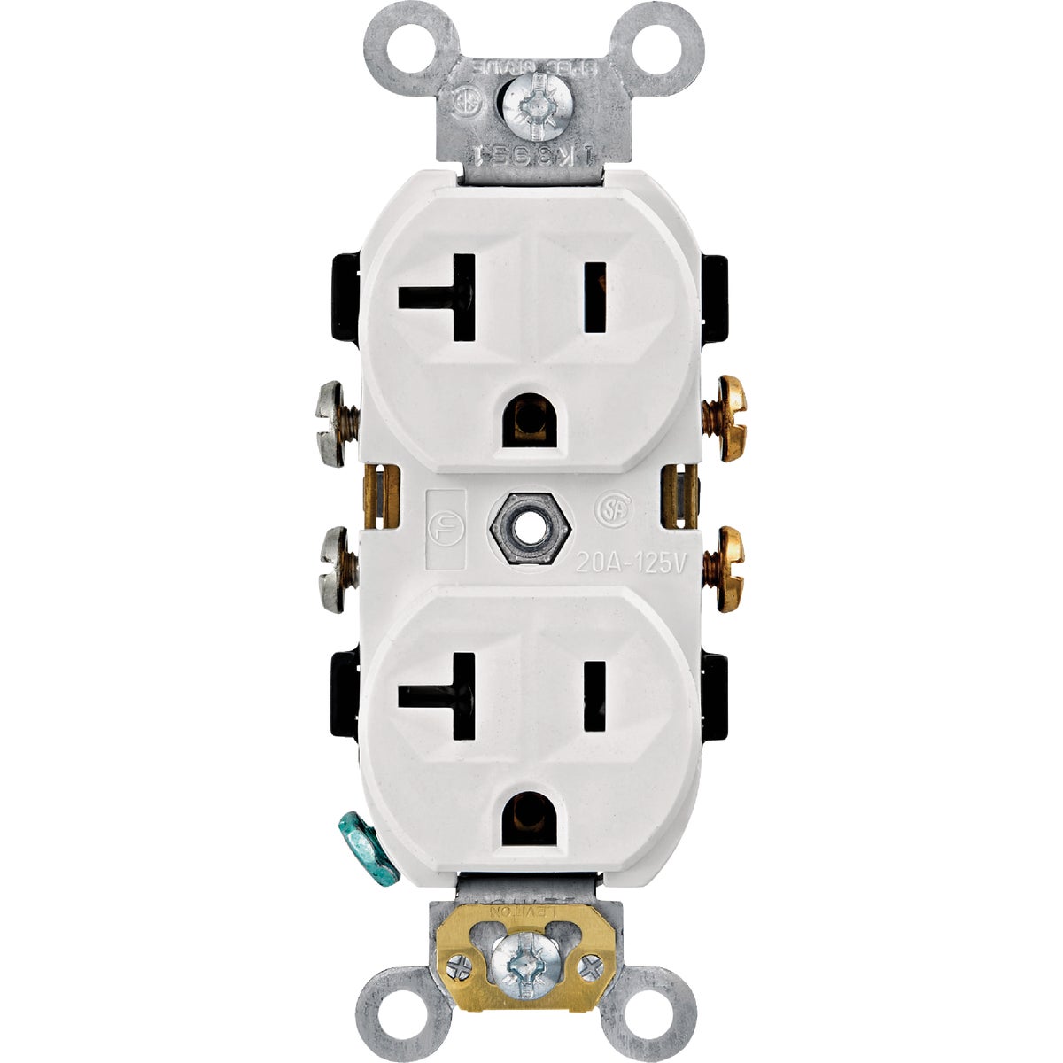 Leviton 20A White Commercial Grade 5-20R Combination Side Back Wire Duplex Outlet