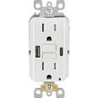 Leviton SmartlockPro White 2-Port USB Charging Outlet with 5-15R Self-Test GFCI In-Wall Charger Duplex Outlet Image 4