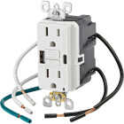 Leviton SmartlockPro White 2-Port USB Charging Outlet with 5-15R Self-Test GFCI In-Wall Charger Duplex Outlet Image 2