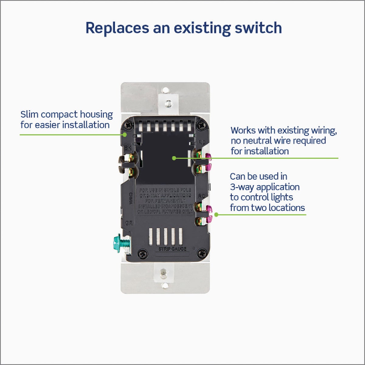 Leviton Decora Incandescent/Halogen/LED White Antimicrobial Treated Rocker Slide Dimmer Image 4