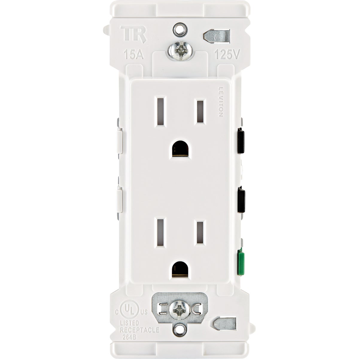 Leviton Decora Edge 15A White Residential Grade 5-15R Duplex Outlet