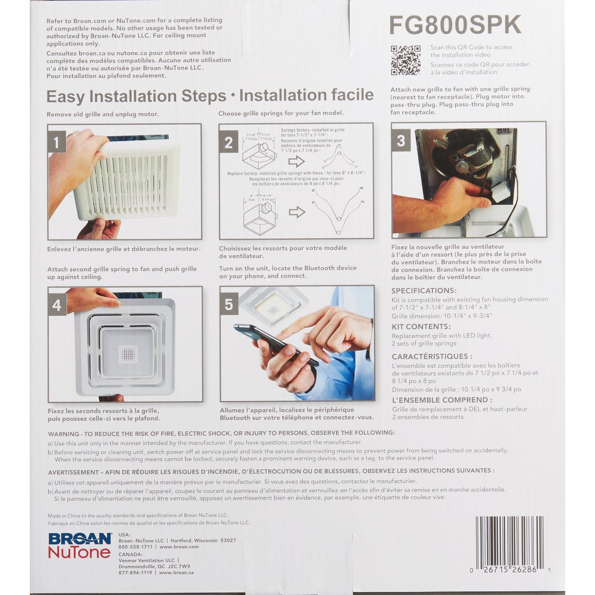 Broan-NuTone Sensonic 11 In. x 9-3/4 In. x 2 In. White Bath Exhaust Fan Upgrade Kit with Bluetooth Speaker & LED Light Image 3