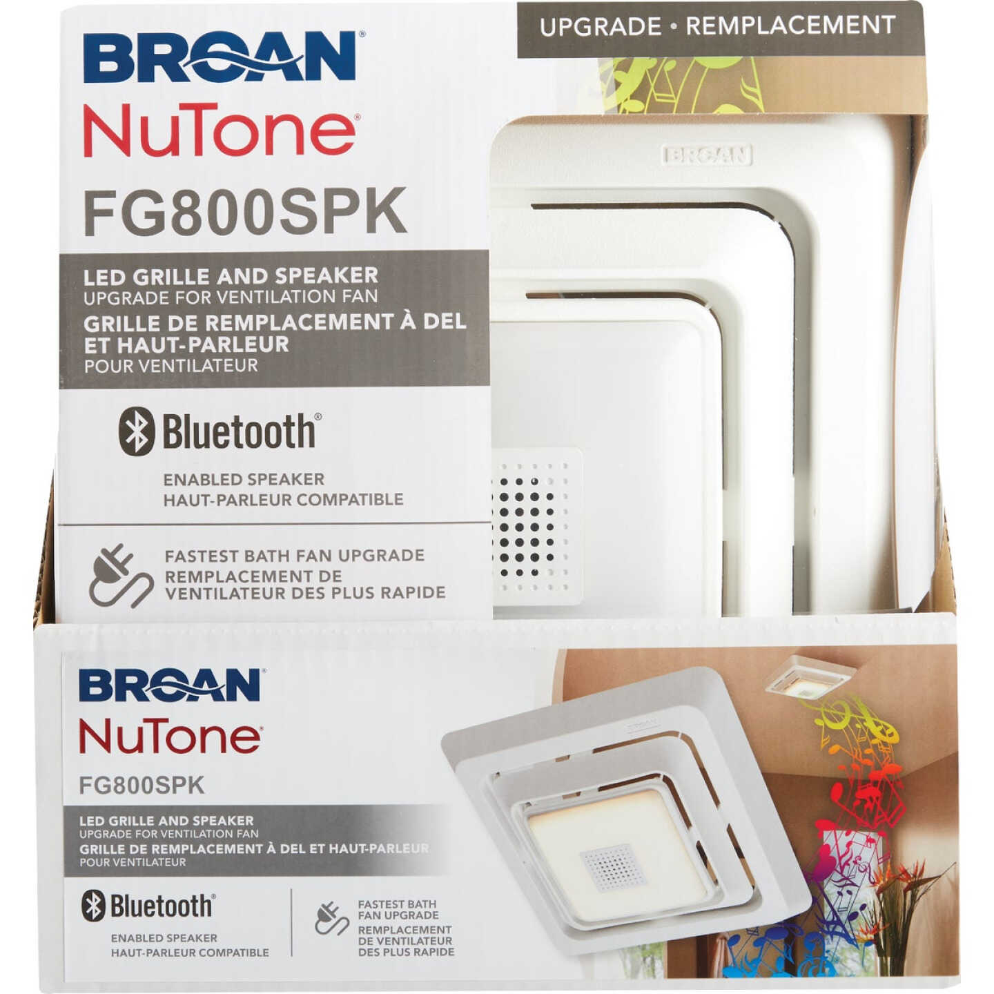 Broan-NuTone Sensonic 11 In. x 9-3/4 In. x 2 In. White Bath Exhaust Fan Upgrade Kit with Bluetooth Speaker & LED Light Image 5