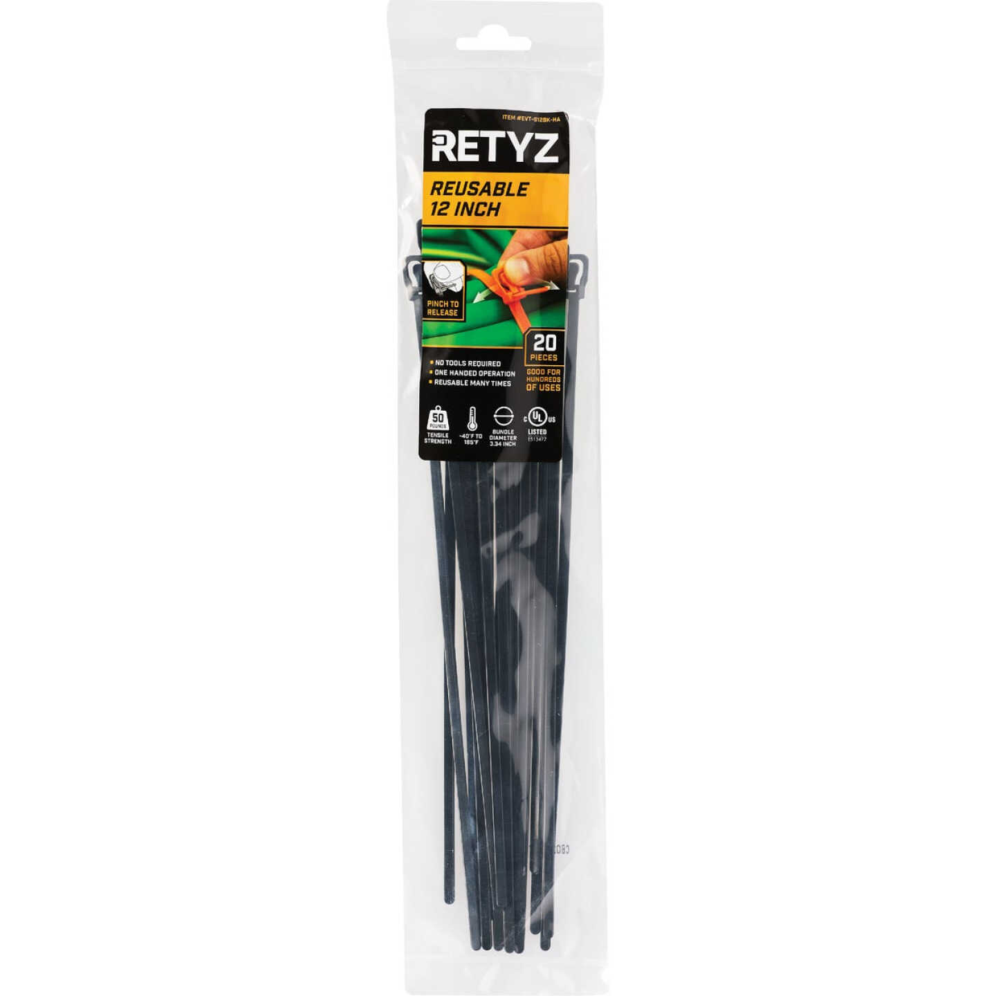 RETYZ EveryTie 12 In. Black Releasable Tie (20-Pack) Image 2