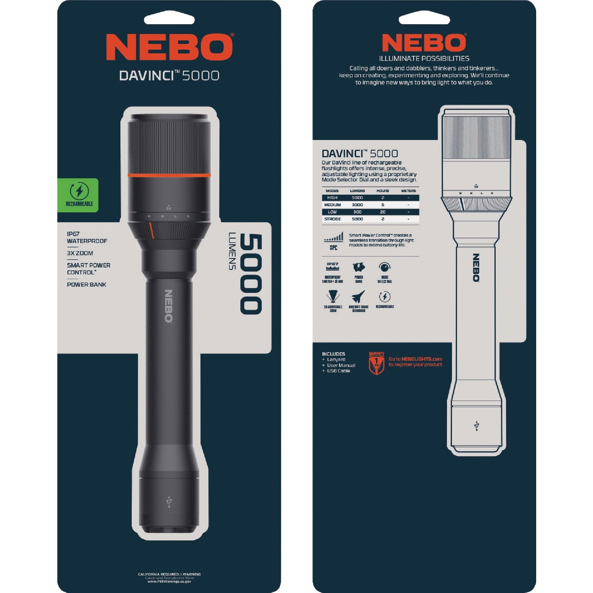 Nebo DaVinci LED Rechargeable Flashlight with Power Bank Image 6
