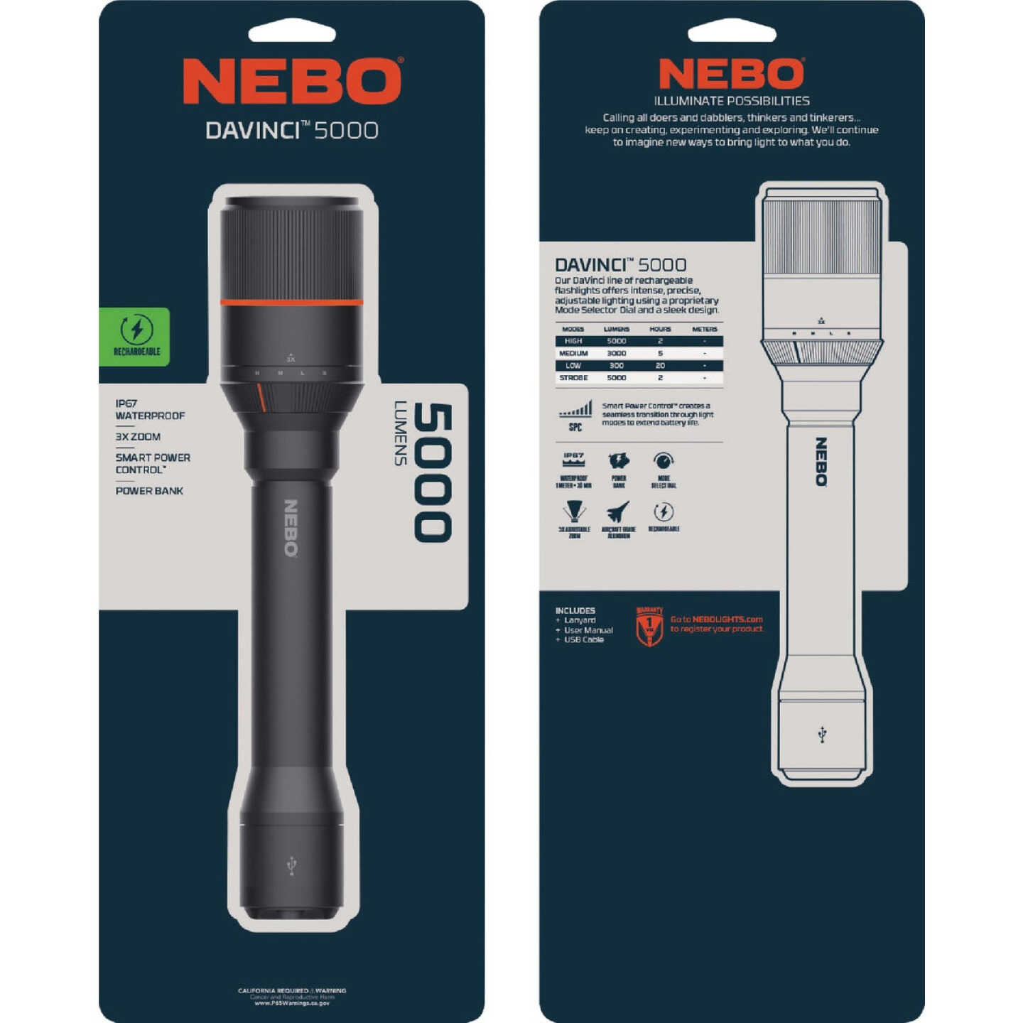 Nebo DaVinci LED Rechargeable Flashlight with Power Bank Image 6