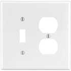 Leviton Mid-Way 2-Gang Thermoplastic Nylon Single Toggle/Duplex Outlet Wall Plate, White Image 1