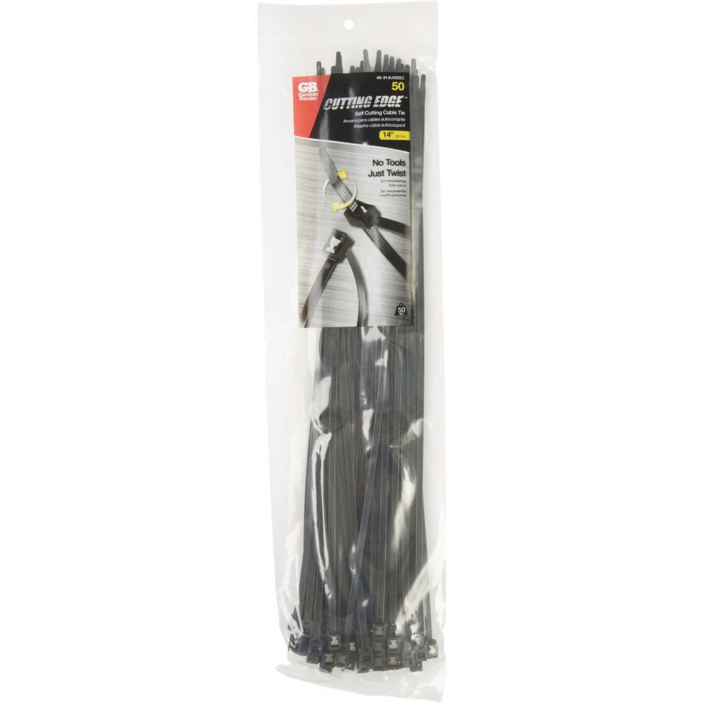 Gardner Bender Cutting Edge 14 In. x 0.17 In. Black Nylon Self-Cutting Cable Tie (50-Pack) Image 1