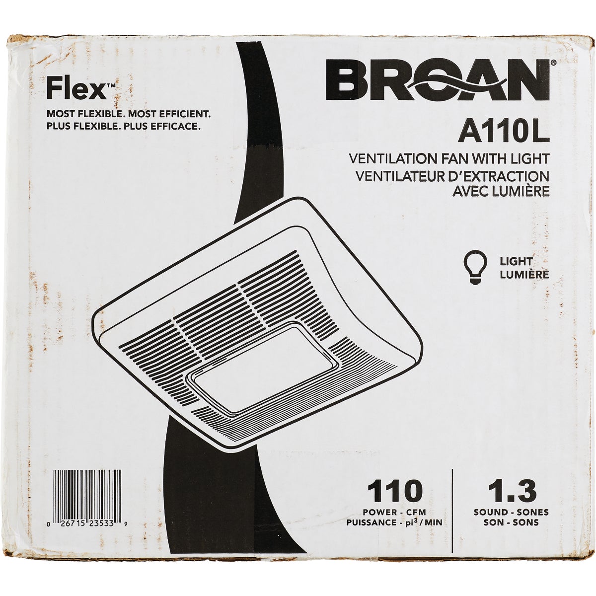 Broan-NuTone 110 CFM 1.3 Sones 120V Bath Exhaust Fan with Light Image 2