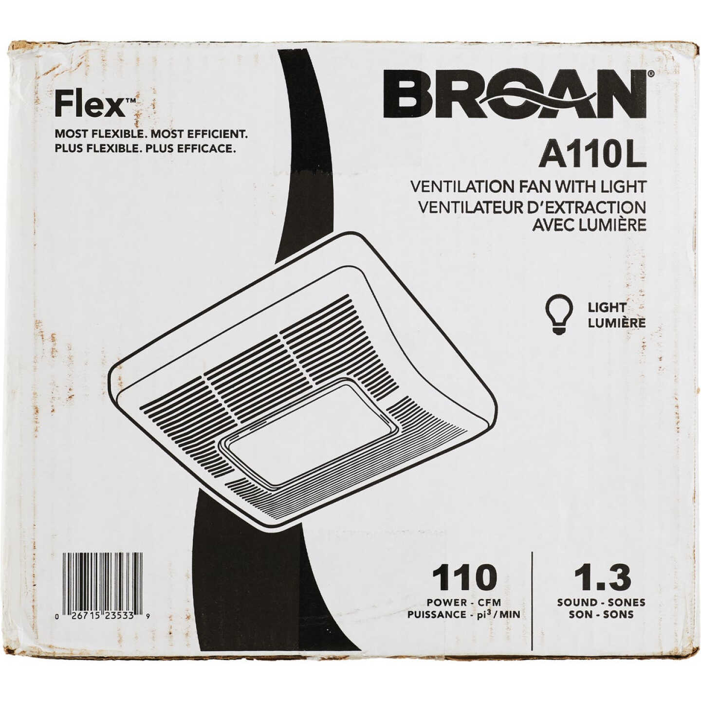 Broan-NuTone 110 CFM 1.3 Sones 120V Bath Exhaust Fan with Light Image 2