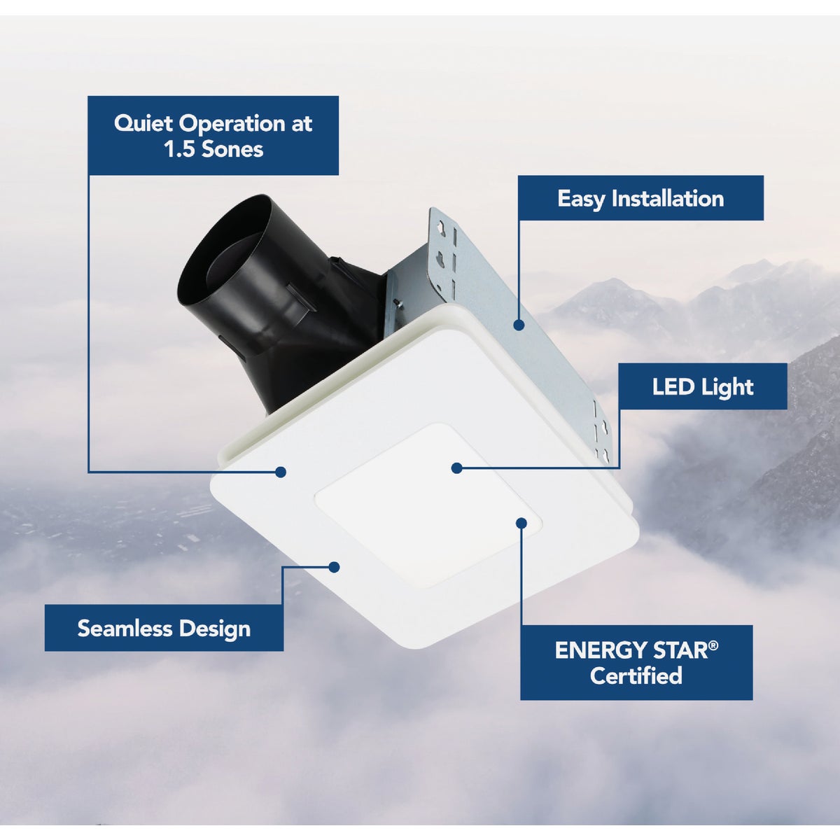 Broan-NuTone Roomside Series 80 CFM 1.5 Sones Bath Exhaust Fan with LED Light Image 2