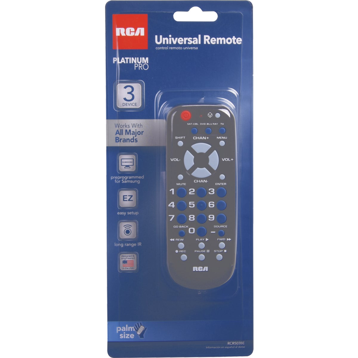 RCA 3-Device Universal Black Remote Control